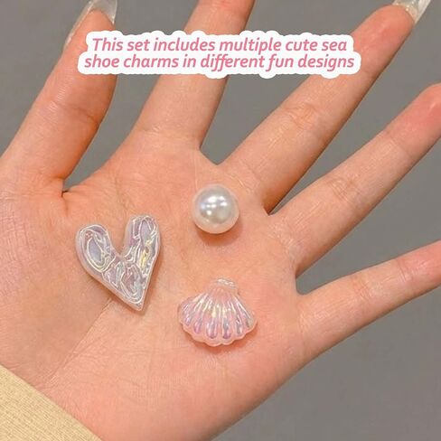 14 Pcs Beach Bling Shoe Charms for Sandal, Cute Seashell Charm Shoe Jewels DIY Shoe Accessories, Ocean Party Favors in Saudi Arabia