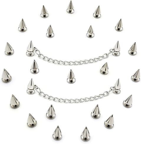 24Pcs Goth Shoe Charms, Goth Sandals Studs and Spikes, Accesorios Spike Studs & Charm Chains - Punk Metal Spikes & Chain Shoe Decoration Set for Clog Sandals, DIY Gothic Accessories in Kuwait