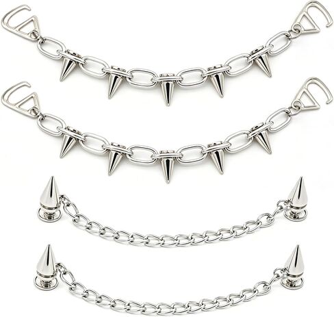 24Pcs Goth Shoe Charms, Goth Sandals Studs and Spikes, Accesorios Spike Studs & Charm Chains - Punk Metal Spikes & Chain Shoe Decoration Set for Clog Sandals, DIY Gothic Accessories in Kuwait