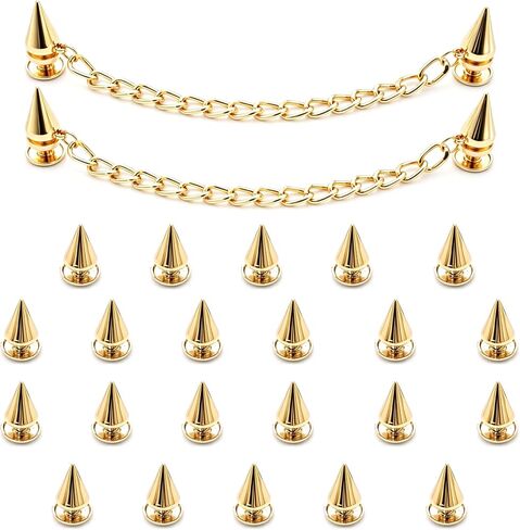24Pcs Goth Shoe Charms, Goth Sandals Studs and Spikes, Accesorios Spike Studs & Charm Chains - Punk Metal Spikes & Chain Shoe Decoration Set for Clog Sandals, DIY Gothic Accessories in Kuwait