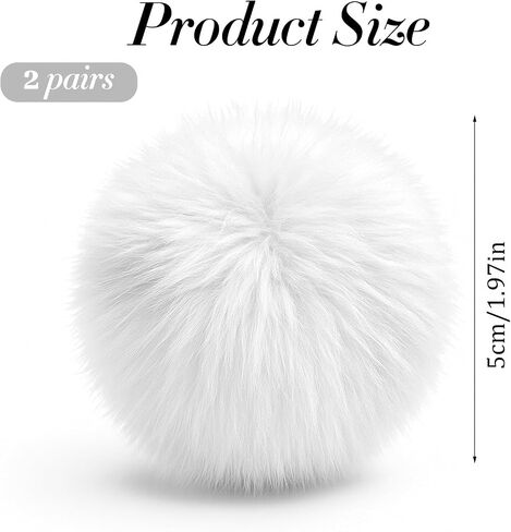 3.15 Inch Large Pom Pom Shoe Clips, 2 Pair Removable Faux Fur Ball Shoe Clip Halloween Women Fluffy Shoes Clip Tinkerbell Puff Balls Costume Dress up Accessories - White in Kuwait