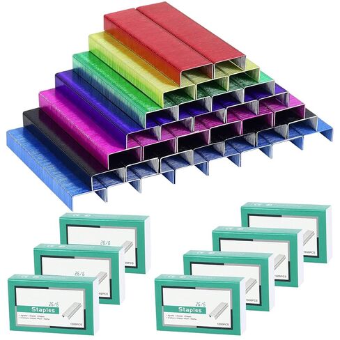 7 Pack Colorful 26/6 Standard Staples for Desk Stapler, 1000Pcs Staples per Pack, 7000Pcs Colored Stapler Staples in Total in Saudi Arabia