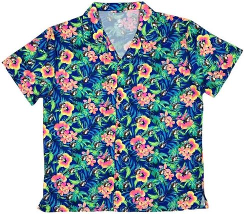 Buc-ee's Tropical Floral Button Up Short Sleeve Shirt for Men, Blue with Pink and Green Flowers 2026 in Kuwait
