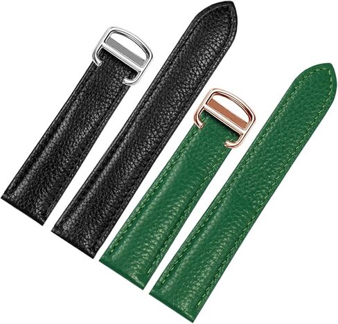 Watch Band for Cartier Tank Solo Men Lady Deployant Clasp Watch Strap Genuine Leather Soft Watch Bracelet Belt 20mm 22mm 23mm (Color : Black-Silver, Size : 22mm) in Kuwait