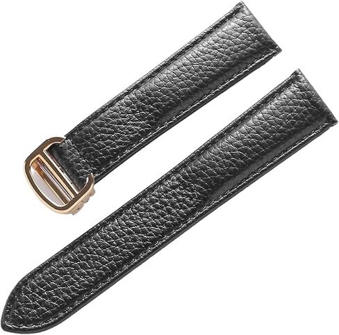 Watch Band for Cartier Tank Solo Men Lady Deployant Clasp Watch Strap Genuine Leather Soft Watch Bracelet Belt 20mm 22mm 23mm (Color : Black-Silver, Size : 22mm) in Kuwait