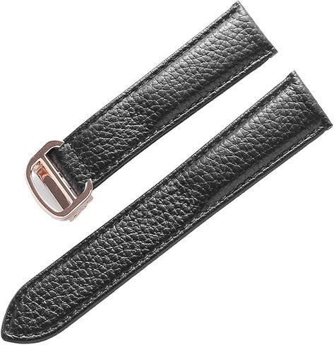 Watch Band for Cartier Tank Solo Men Lady Deployant Clasp Watch Strap Genuine Leather Soft Watch Bracelet Belt 20mm 22mm 23mm (Color : Black-Silver, Size : 22mm) in Kuwait