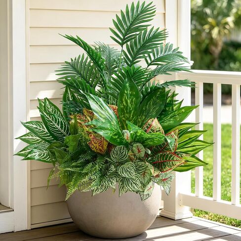 Alecono Artificial Plants Outdoor 11 Bundles - UV Resistant Fake Greenery Stems, Faux Plants for Window Box, Porch and Patio Decor, Maintenance-Free Realistic Bushes for Planters (No Planter) in Saudi Arabia
