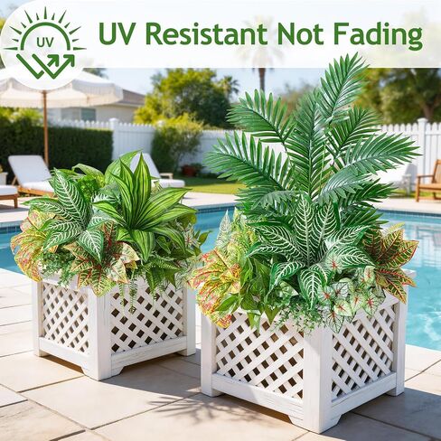 Alecono Artificial Plants Outdoor 11 Bundles - UV Resistant Fake Greenery Stems, Faux Plants for Window Box, Porch and Patio Decor, Maintenance-Free Realistic Bushes for Planters (No Planter) in Saudi Arabia