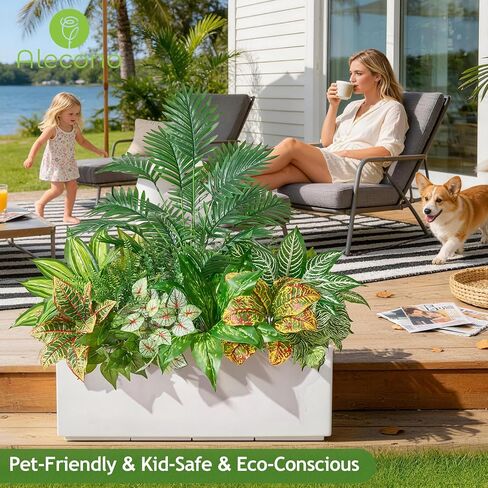Alecono Artificial Plants Outdoor 11 Bundles - UV Resistant Fake Greenery Stems, Faux Plants for Window Box, Porch and Patio Decor, Maintenance-Free Realistic Bushes for Planters (No Planter) in Saudi Arabia