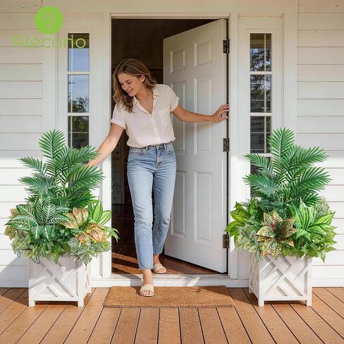 Alecono Artificial Plants Outdoor 11 Bundles - UV Resistant Fake Greenery Stems, Faux Plants for Window Box, Porch and Patio Decor, Maintenance-Free Realistic Bushes for Planters (No Planter) in Saudi Arabia