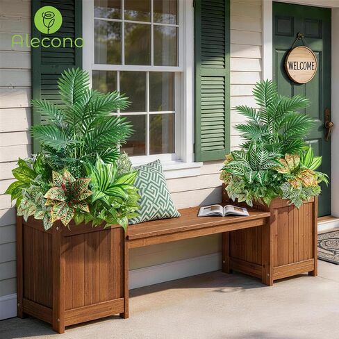 Alecono Artificial Plants Outdoor 11 Bundles - UV Resistant Fake Greenery Stems, Faux Plants for Window Box, Porch and Patio Decor, Maintenance-Free Realistic Bushes for Planters (No Planter) in Saudi Arabia