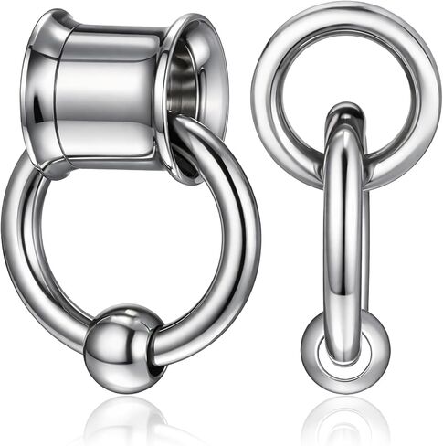 00G 10mm Ear Gauges 1 Pair, 316L Stainless Steel Double Flared Screw Back Ear Tunnels, Body Jewelry Plugs with Rings for Men Women, Stretchers Expander for Cartilage in Saudi Arabia