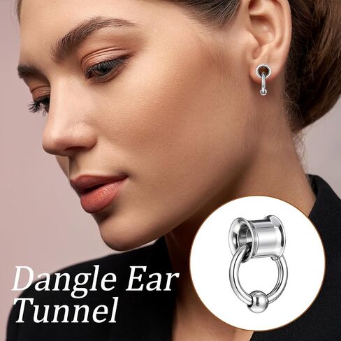 00G 10mm Ear Gauges 1 Pair, 316L Stainless Steel Double Flared Screw Back Ear Tunnels, Body Jewelry Plugs with Rings for Men Women, Stretchers Expander for Cartilage in Saudi Arabia