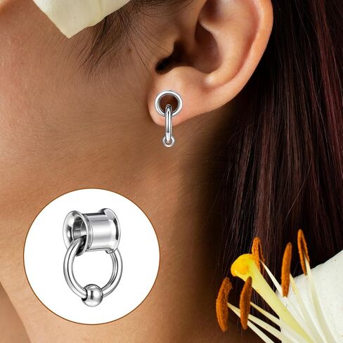 00G 10mm Ear Gauges 1 Pair, 316L Stainless Steel Double Flared Screw Back Ear Tunnels, Body Jewelry Plugs with Rings for Men Women, Stretchers Expander for Cartilage in Saudi Arabia