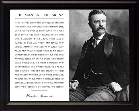 wesellphotos Theodore Teddy Roosevelt the Man in the Arena Quote 8x10 Framed Picture Black and White Official Portrait in Saudi Arabia