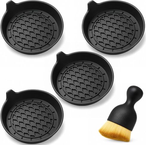 Car Coaster and Interior Cleaning Brush Set, 4 Pack Silicone Car Cup Holder Coasters + 2 Pack Interior Detailing Brush, Universal Car Interior Accessories (Black) in Saudi Arabia