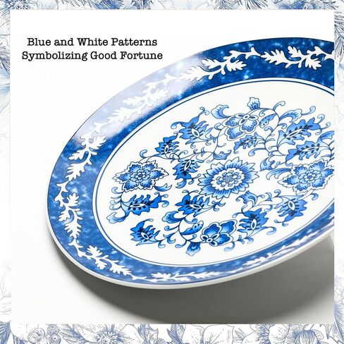 10.24'' Blue and White Porcelain Decorative Plate with Display Stand, Traditional Qinghua Floral Art from Jingdezhen (Blue and White, Lotus Design) in Saudi Arabia