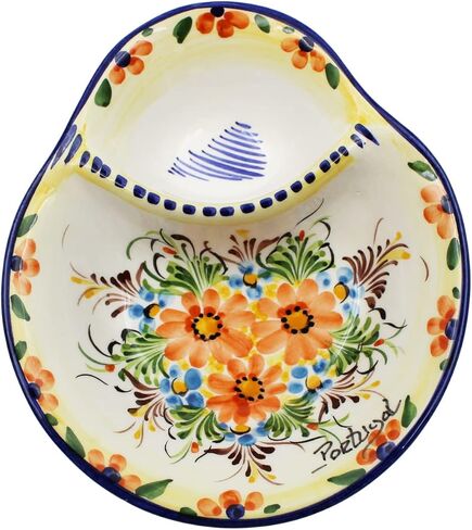 Hand-painted Decorative Ceramic Portuguese Yellow Floral Olive Dish, Made in Portugal in Saudi Arabia