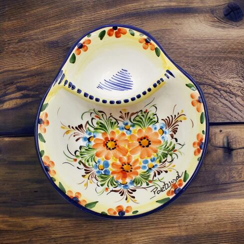 Hand-painted Decorative Ceramic Portuguese Yellow Floral Olive Dish, Made in Portugal in Saudi Arabia