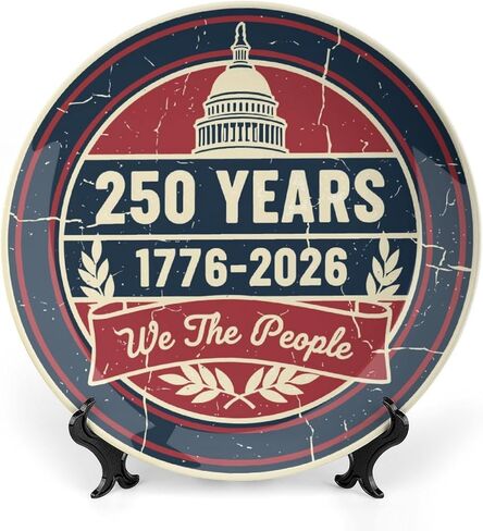USA 250th Decorative Plates Home Decor, Vintage USA 250th Anniversary Liberty Bell Display Ceramic Plate for Hallway Console Side Table, Patriotic Party Supplies, Commemorative Gifts, 6 Inch in Saudi Arabia