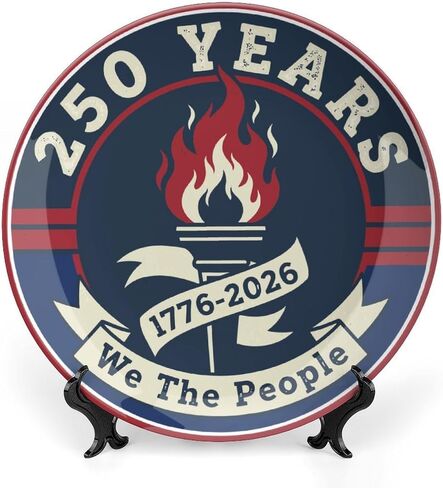 USA 250th Decorative Plates Home Decor, Vintage USA 250th Anniversary Liberty Bell Display Ceramic Plate for Hallway Console Side Table, Patriotic Party Supplies, Commemorative Gifts, 6 Inch in Kuwait