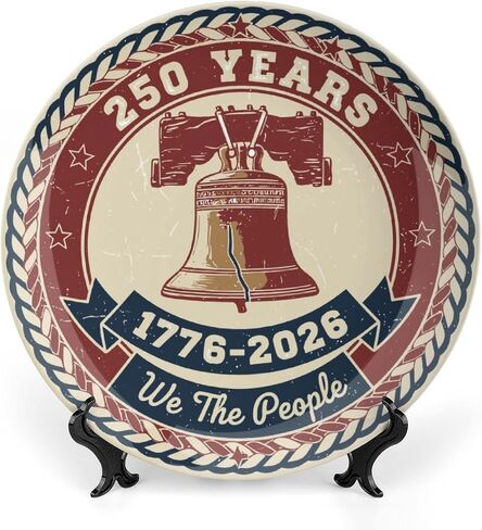 USA 250th Decorative Plates Home Decor, Vintage USA 250th Anniversary Liberty Bell Display Ceramic Plate for Hallway Console Side Table, Patriotic Party Supplies, Commemorative Gifts, 6 Inch in Kuwait