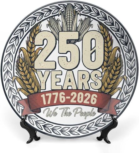 USA 250th Decorative Plates Home Decor, Vintage USA 250th Anniversary Liberty Bell Display Ceramic Plate for Hallway Console Side Table, Patriotic Party Supplies, Commemorative Gifts, 6 Inch in Kuwait