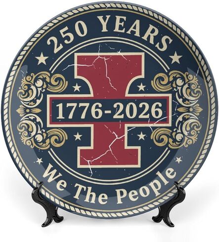 USA 250th Decorative Plates Home Decor, Vintage USA 250th Anniversary Liberty Bell Display Ceramic Plate for Hallway Console Side Table, Patriotic Party Supplies, Commemorative Gifts, 6 Inch in Kuwait