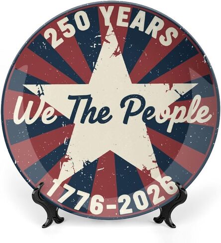 USA 250th Decorative Plates Home Decor, Vintage USA 250th Anniversary Liberty Bell Display Ceramic Plate for Hallway Console Side Table, Patriotic Party Supplies, Commemorative Gifts, 6 Inch in Kuwait