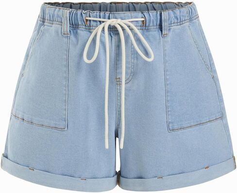CIDER Women's Jean Shorts Drawstring Mid Waisted Denim Shorts with Pockets Casual Jorts Summer Outfits Trendy 2026 in Kuwait
