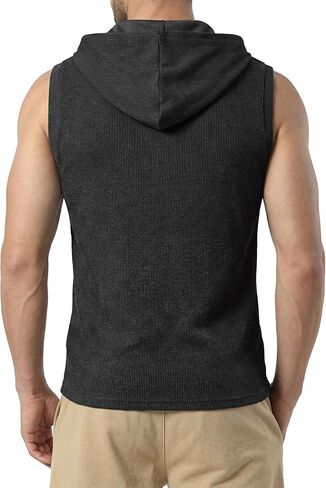 JMIERR Men's Quarter Zip Sleeveless Hoodie Ribbed Muscle Tank Top Gym Workout Vest in Saudi Arabia