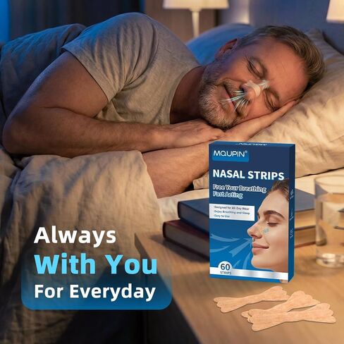 MQUPIN Nasal Strips for Small Noses (Women & Men), Slim Fit Curved for Female Nose Contour, Extra Strength Strong Adhesion Nose Strips,Drug-Free Breathing for Sleeping (60 Count) in Kuwait