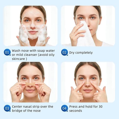 MQUPIN Nasal Strips for Small Noses (Women & Men), Slim Fit Curved for Female Nose Contour, Extra Strength Strong Adhesion Nose Strips,Drug-Free Breathing for Sleeping (60 Count) in Kuwait