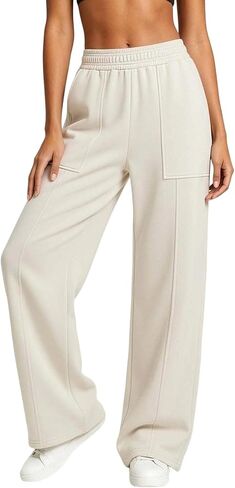 Sweatpants Women Elastic Waist Straight Leg Relaxed Fit Baggy Lightweight Vacation Gym Workout Outdoor Casual Trousers in Kuwait