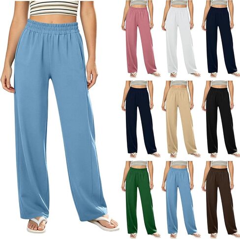 Sweatpants Women Elastic Waisted Straight Leg Casual Baggy Lightweight Quick Dry Gym Workout Vacation Outdoor with Pockets in Kuwait