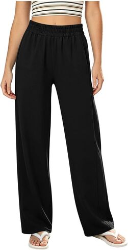 Sweatpants Women Elastic Waisted Straight Leg Casual Baggy Lightweight Quick Dry Gym Workout Vacation Outdoor with Pockets in Kuwait
