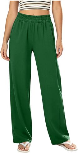 Sweatpants Women Elastic Waisted Straight Leg Casual Baggy Lightweight Quick Dry Gym Workout Vacation Outdoor with Pockets in Kuwait