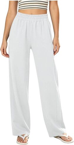 Sweatpants Women Elastic Waisted Straight Leg Casual Baggy Lightweight Quick Dry Gym Workout Vacation Outdoor with Pockets in Kuwait