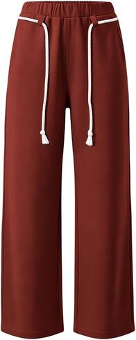 Sweatpants Women Elastic Waisted Drawstring Straight Leg Casual Baggy Lightweight Outdoor Workout Gym Vacation with Pockets in Saudi Arabia
