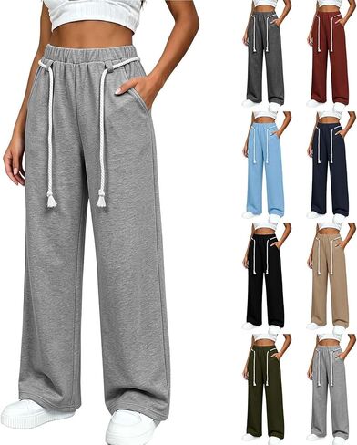 Sweatpants Women Elastic Waisted Drawstring Straight Leg Casual Baggy Lightweight Outdoor Workout Gym Vacation with Pockets in Saudi Arabia