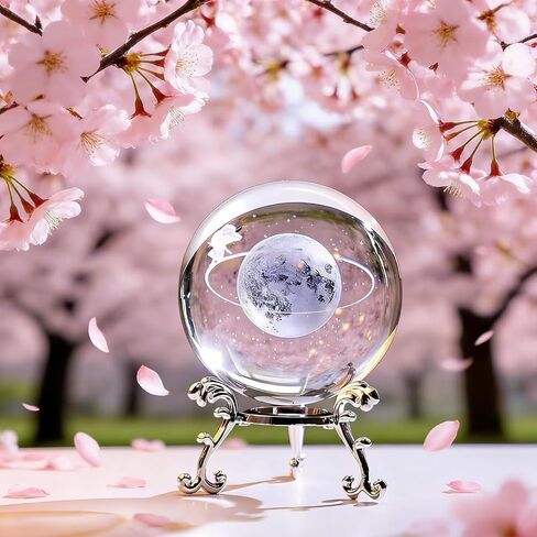 1Pc Starry Night Walk Crystal Ball with Creative Metal Base, Glass Globe for Home Desk Decor, Meditation Gifts for Women & Men（AB-10） in Saudi Arabia