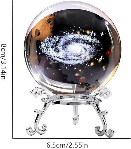 1Pc Starry Night Walk Crystal Ball with Creative Metal Base, Glass Globe for Home Desk Decor, Meditation Gifts for Women & Men（AB-10） in Saudi Arabia