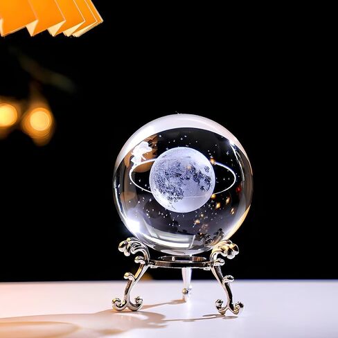 1Pc Starry Night Walk Crystal Ball with Creative Metal Base, Glass Globe for Home Desk Decor, Meditation Gifts for Women & Men（AB-10） in Saudi Arabia