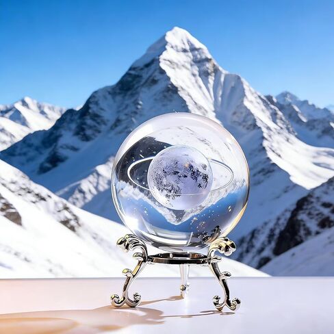 1Pc Starry Night Walk Crystal Ball with Creative Metal Base, Glass Globe for Home Desk Decor, Meditation Gifts for Women & Men（AB-10） in Saudi Arabia