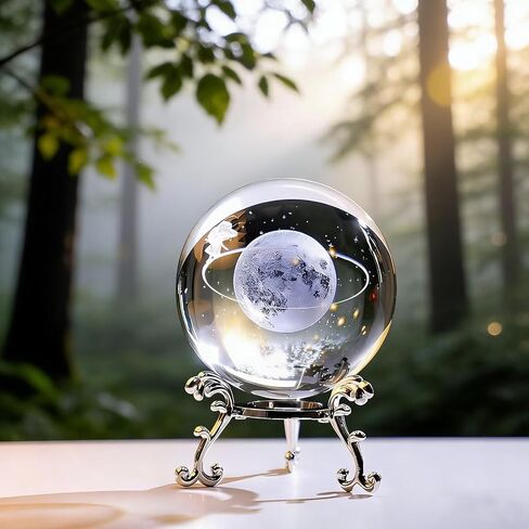 1Pc Starry Night Walk Crystal Ball with Creative Metal Base, Glass Globe for Home Desk Decor, Meditation Gifts for Women & Men（AB-10） in Saudi Arabia