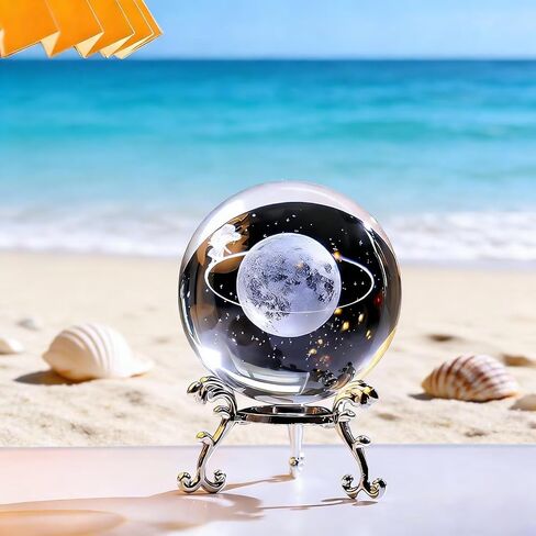 1Pc Starry Night Walk Crystal Ball with Creative Metal Base, Glass Globe for Home Desk Decor, Meditation Gifts for Women & Men（AB-10） in Saudi Arabia