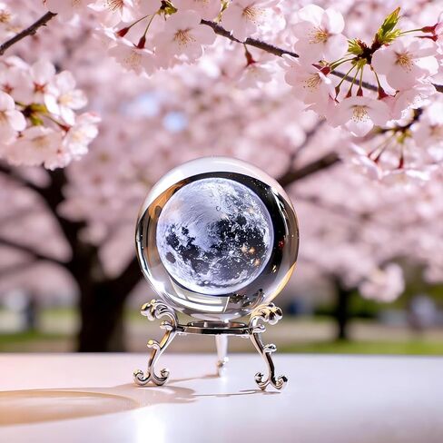 1Pc Starry Night Walk Crystal Ball with Creative Metal Base, Glass Globe for Home Desk Decor, Meditation Gifts for Women & Men（AB-10） in Saudi Arabia