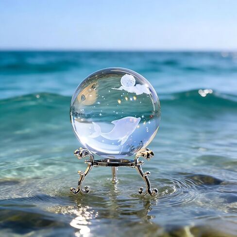 1Pc Starry Night Walk Crystal Ball with Creative Metal Base, Glass Globe for Home Desk Decor, Meditation Gifts for Women & Men（AB-10） in Saudi Arabia