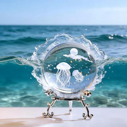 1Pc Starry Night Walk Crystal Ball with Creative Metal Base, Glass Globe for Home Desk Decor, Meditation Gifts for Women & Men（AB-10） in Saudi Arabia