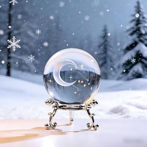 1Pc Starry Night Walk Crystal Ball with Creative Metal Base, Glass Globe for Home Desk Decor, Meditation Gifts for Women & Men（AB-10） in Saudi Arabia